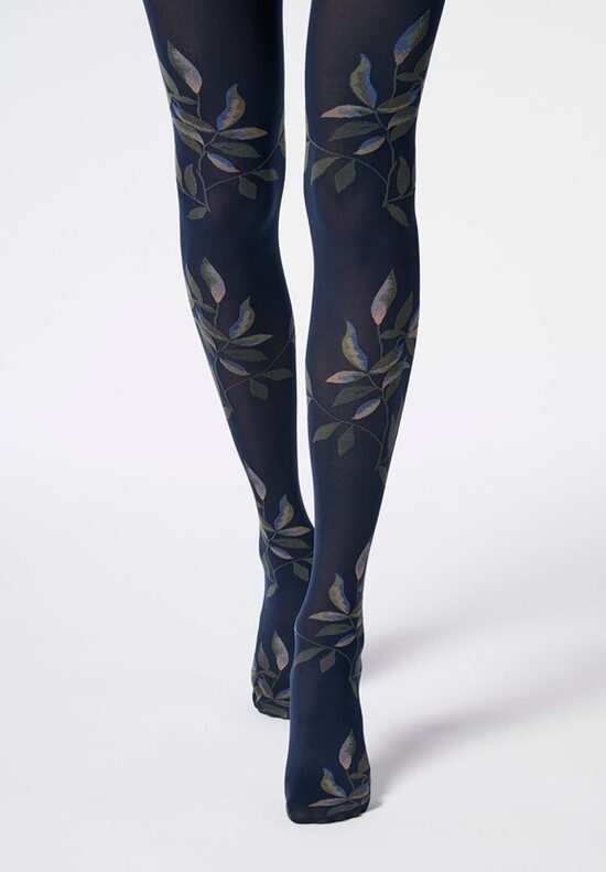 Tights Shaded Leaves blue